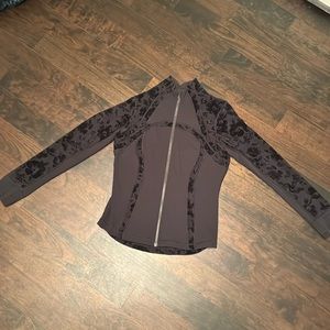 NWOT RARE Lululemon Define Jacket, black with velvet floral flocking.